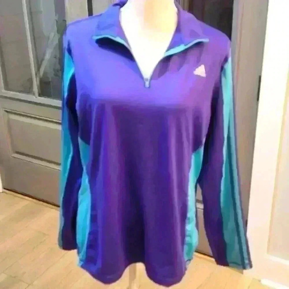 Adidas Climalite 1/4 Zip Purple/Aqua Pullover - Picture 1 of 4